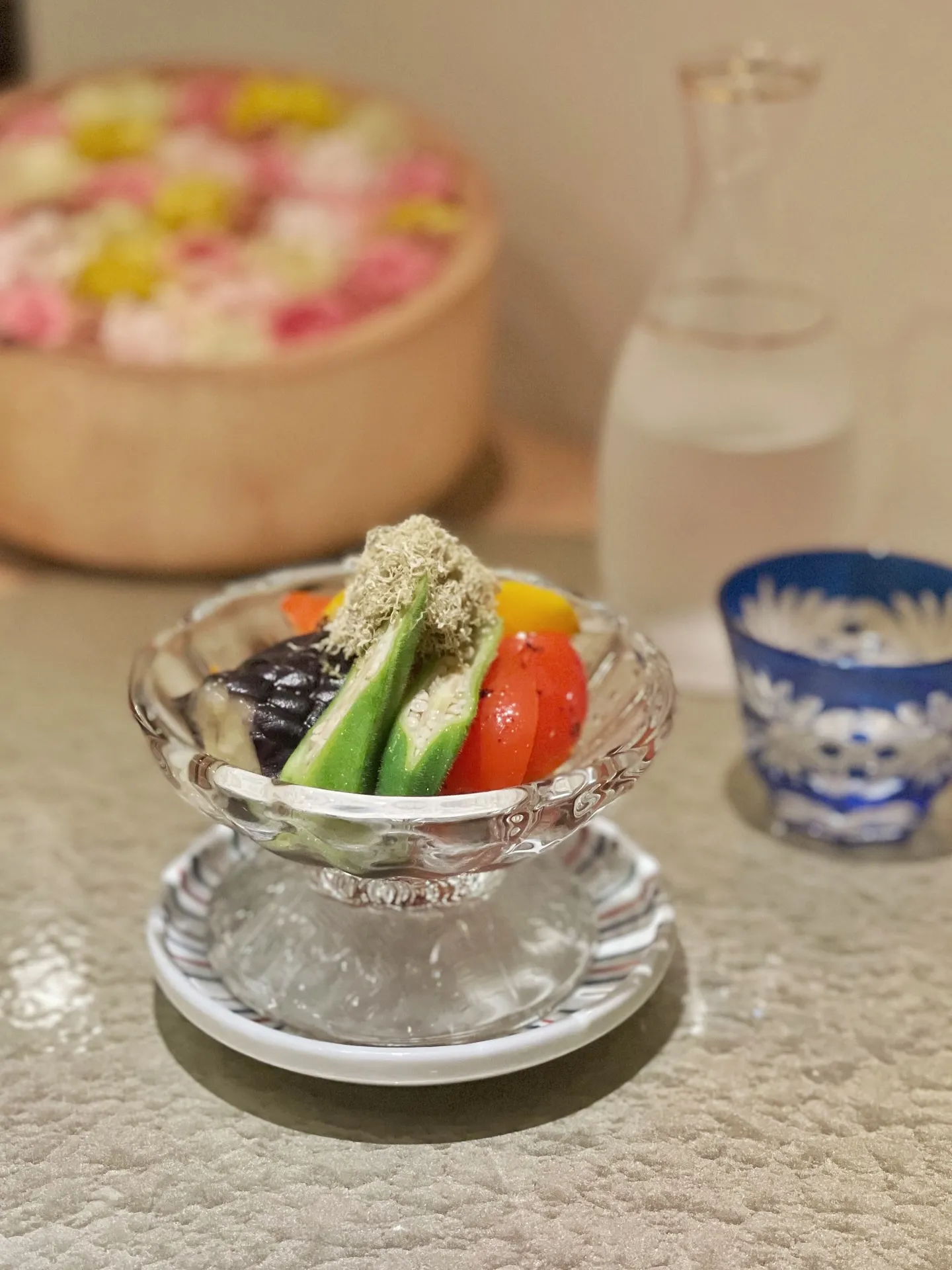 夏野菜の焼き浸しと谷中生姜〜自家製梅味噌〜